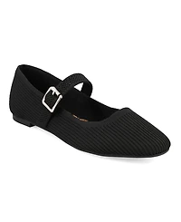 Mia Women's Mary Jane Strap Knit Flats