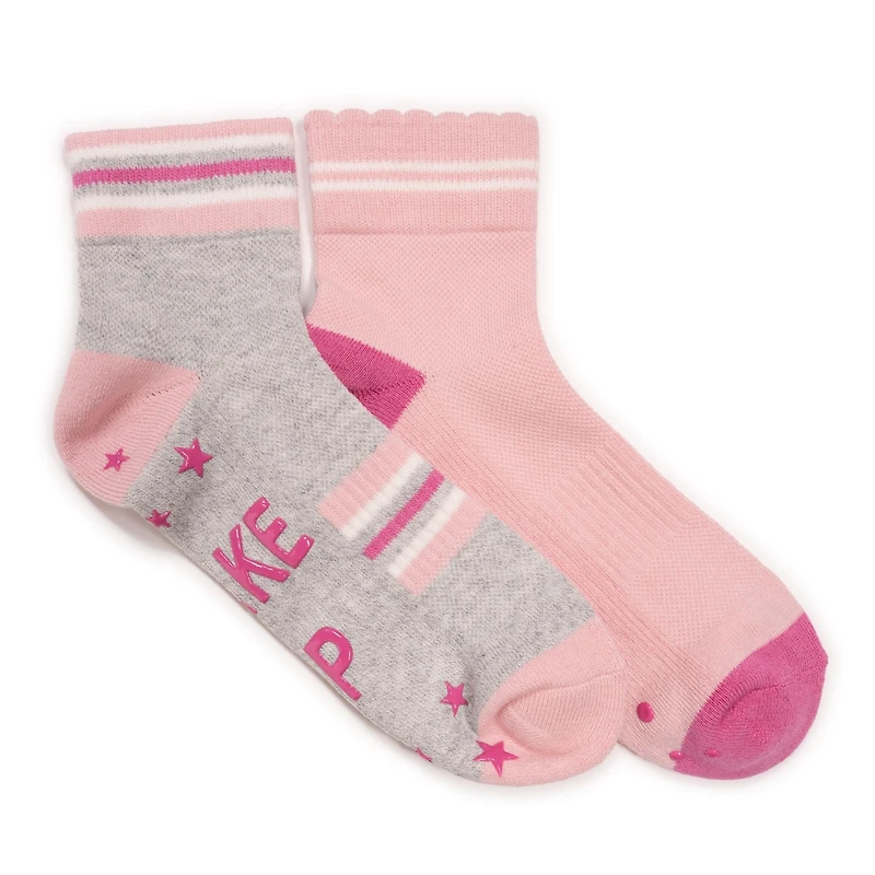 Muk Luks Women's Studio Socks - Quarter Crew Cotton Compression 2 Pack