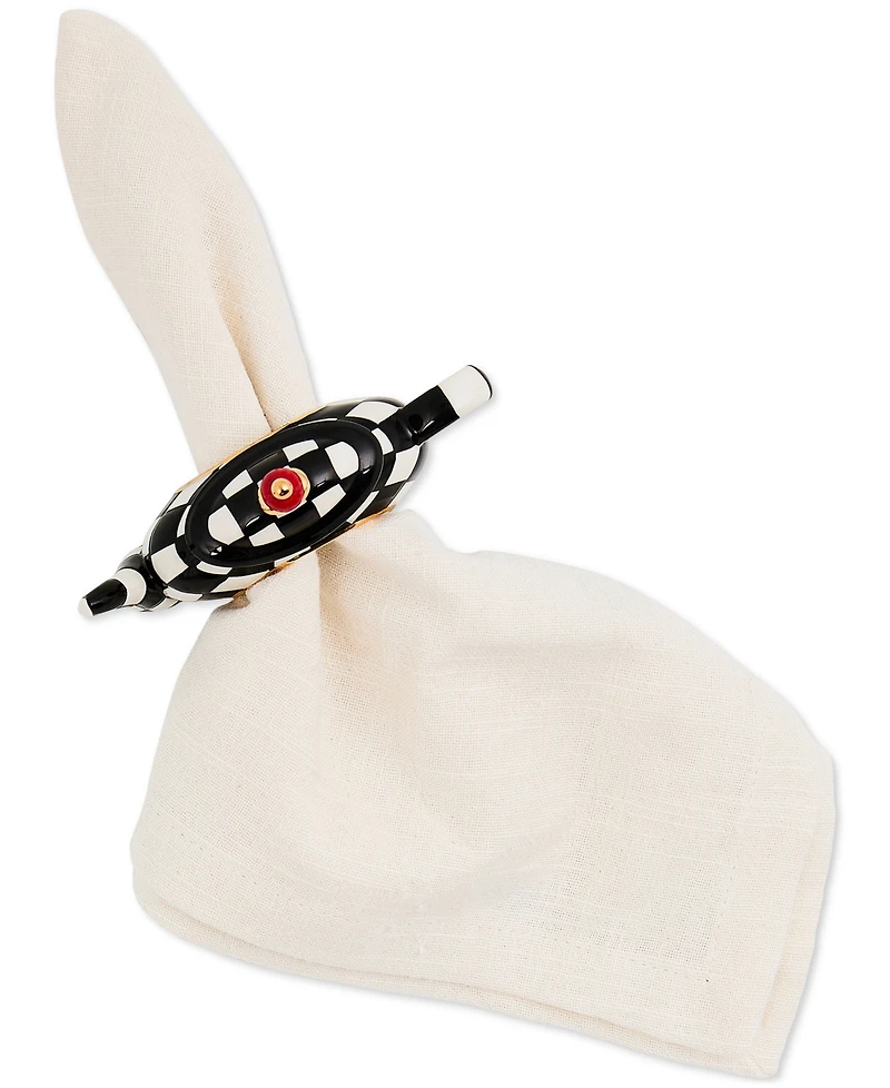 MacKenzie-Childs Courtly Check Teapot Napkin Rings, Set of 4