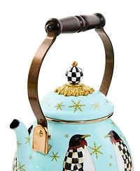 MacKenzie-Childs Penguin Parade Enameled 2-Quart Tea Kettle