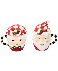 MacKenzie-Childs Check It Out Mr. & Mrs. Claus Mugs, Set of 2
