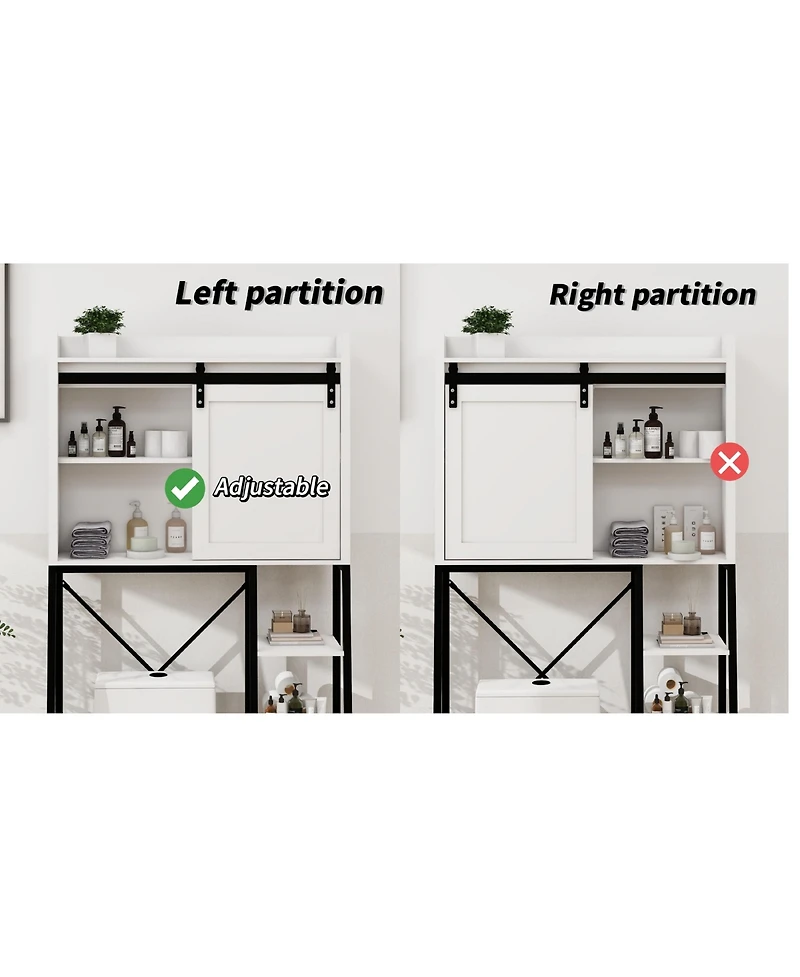 Casainc over-the-sink storage cabinet with sliding barn door, side rack and adjustable shelves