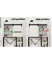 Casainc over-the-sink storage cabinet with sliding barn door, side rack and adjustable shelves