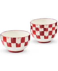 MacKenzie-Childs Cherry Check Breakfast Bowls, Set of 4