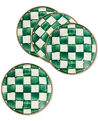 MacKenzie-Childs Emerald Check Appetizer Plates, Set of 4