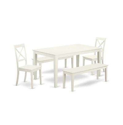 East West Furniture Dining Room Set Linen White