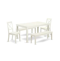 East West Furniture Dining Room Set Linen White