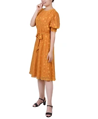 Ny Collection Petite Elbow Sleeve Swiss Dot Dress
