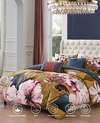 Bebejan Golden Bounty Bedding 220 Thread Count 100% Cotton Sateen 5 Piece Queen Size Reversible Comforter Set