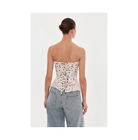 Milla Womens Romantic apple blossom corset with rosebud appliques