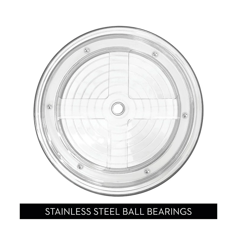 iDesign 9-Inch Recycled Plastic 2-Tier Lazy Susan Organizer - Clear/Chrome