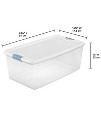 Sterilite 106 Qt Clear Plastic Stackable Storage Bin w/ White Latch Lid, 12 Pack