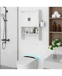 Slickblue Wall-Mounted Bathroom Cabinet with Towel Bar and Open Storage Shelf