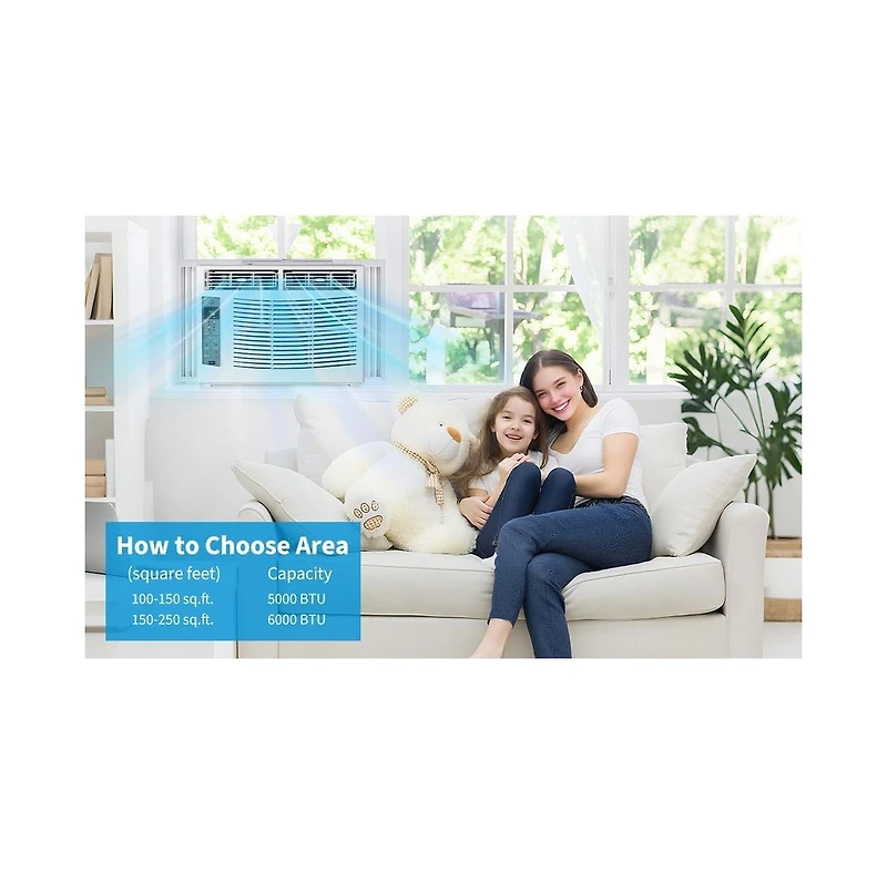 Gaomon 6,000 Btu WiFi Smart Window Air Conditioner - Energy Saving, Quiet Operation, Remote Controlled, Fast Cooling for Rooms up to 269 Sq. Ft