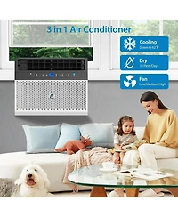 Gaomon 8,000 Btu Window Air Conditioner - Dehumidify & Fan Modes, Quiet, Easy to Install, Remote Control Included, Saddle-Style Design