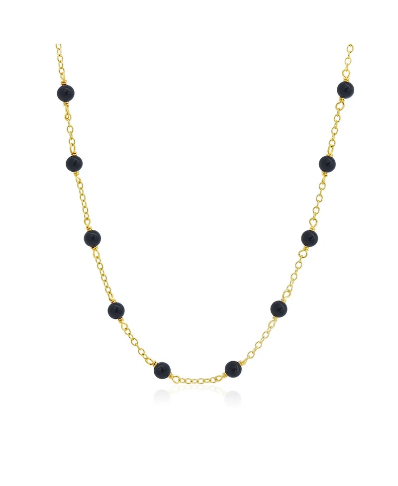 The Lovery Onyx Bead Station Necklace 14K Gold