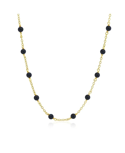 The Lovery Onyx Bead Station Necklace 14K Gold