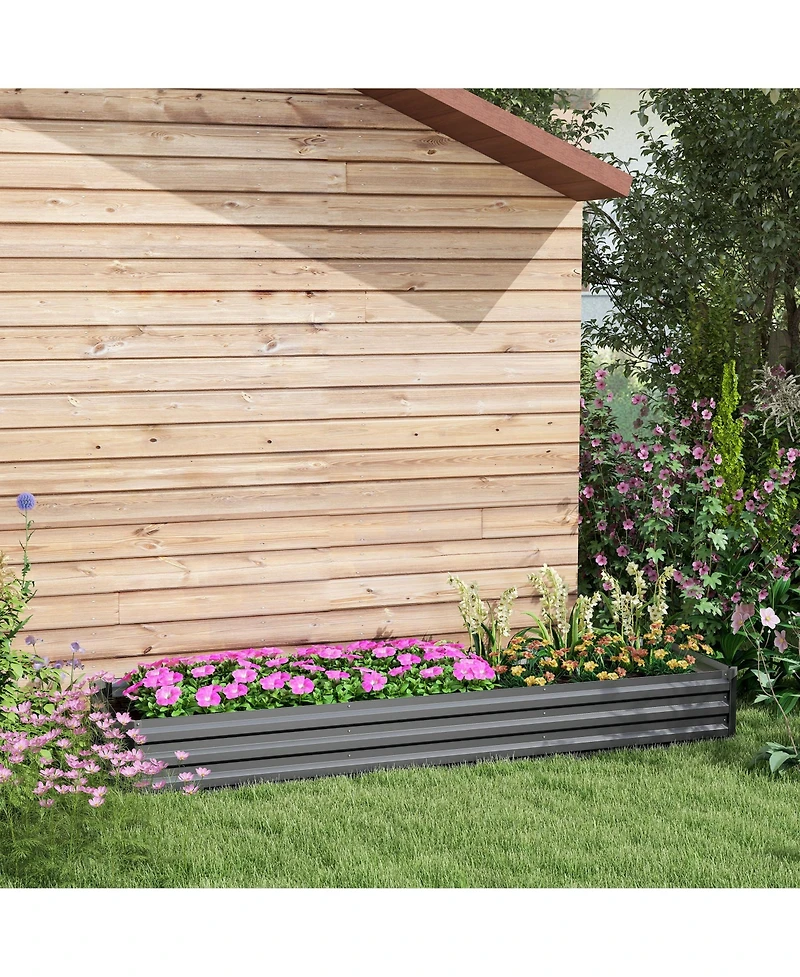 Outsunny 8x2x1ft Galvanized Raised Garden Bed Large Elevated Planter Box