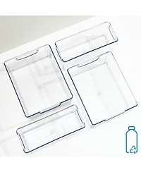 iDesign Plastic Stackable Pantry Bins with Handles, 4 Pack, Clear