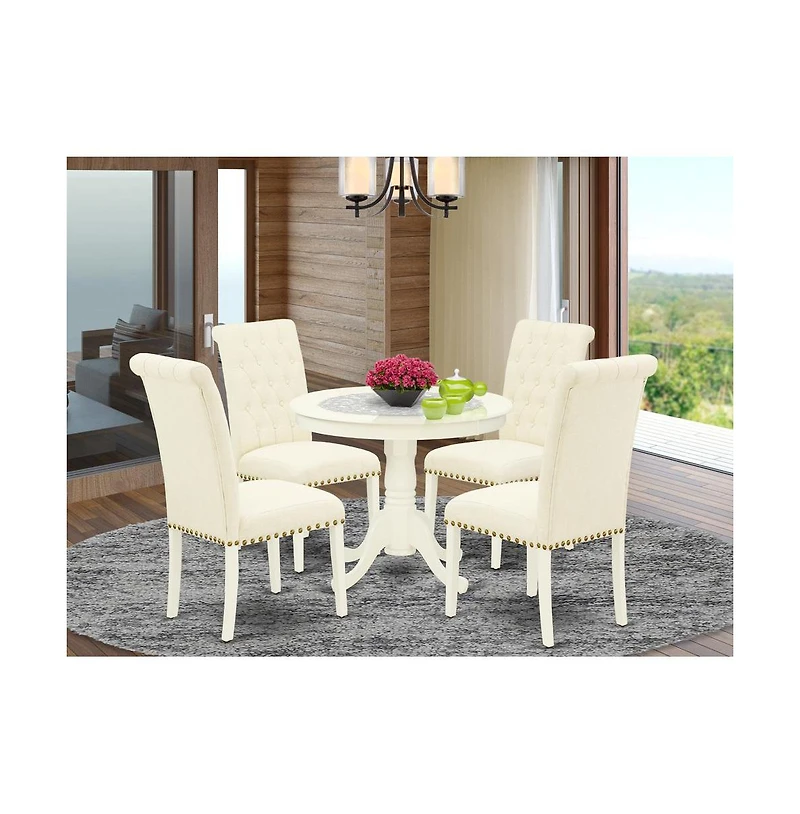 East West Furniture Dining Room Set Linen White