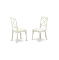 East West Furniture 3 Piece Dinning Room Table Set Consists of 1 Drop Leaves Modern Dining Table and 2 Linen White Faux Leather Kitchen Chairs with X-