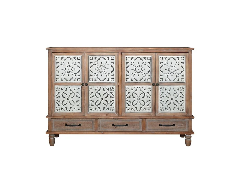 Casainc 59" Chic Natural Wood Accent Storage Cabinet with 4 Doord 3 drawers
