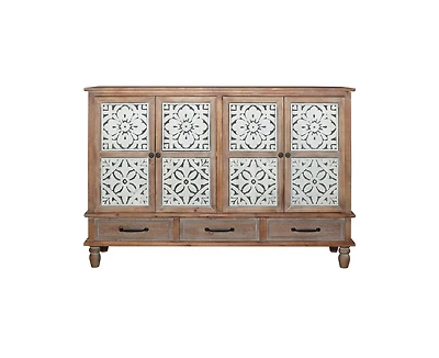 Casainc 59" Chic Natural Wood Accent Storage Cabinet with 4 Doord 3 drawers