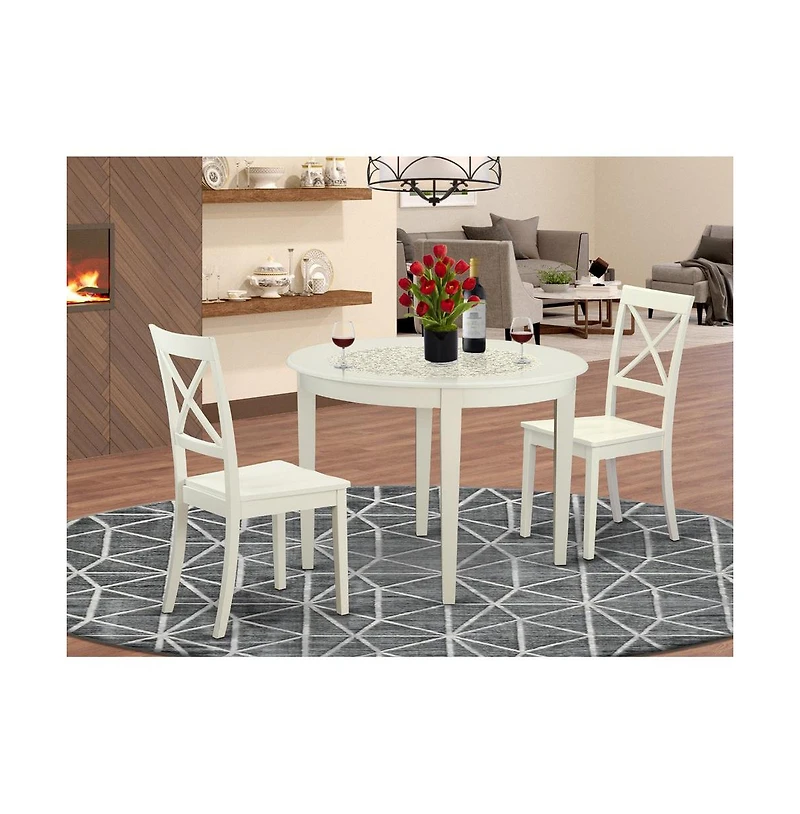 East West Furniture 3 Pc Dining room set for 2-Small Kitchen Table and 2 Kitchen Chairs