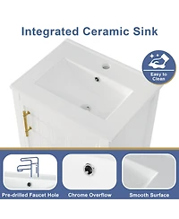 Casainc 20" Vanity Cabinet with Sink, Soft-Close Door, Open Shelf and Storage Rack for Bathroom Use