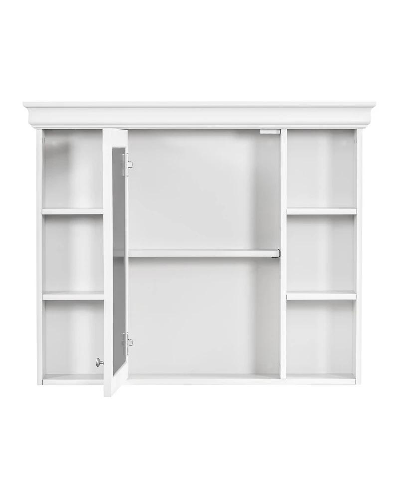 Casainc 35" x 28" Wall Mounted Medicine Cabinet with Mirror Door and 6 Open Shelves, Modern Bathroom Cabinet