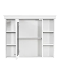 Casainc 35" x 28" Wall Mounted Medicine Cabinet with Mirror Door and 6 Open Shelves, Modern Bathroom Cabinet