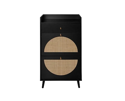 Casainc Rattan 2 Door Shoe Cabinet with 1 Drawer