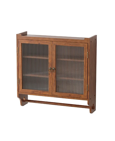Casainc 24.8" Vintage Double Door Wall Cabinet With Glass Doors, 3 Tiers and Towel Rack