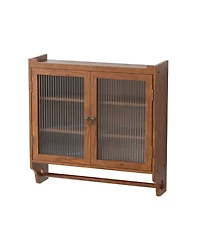 Casainc 24.8" Vintage Double Door Wall Cabinet With Glass Doors, 3 Tiers and Towel Rack