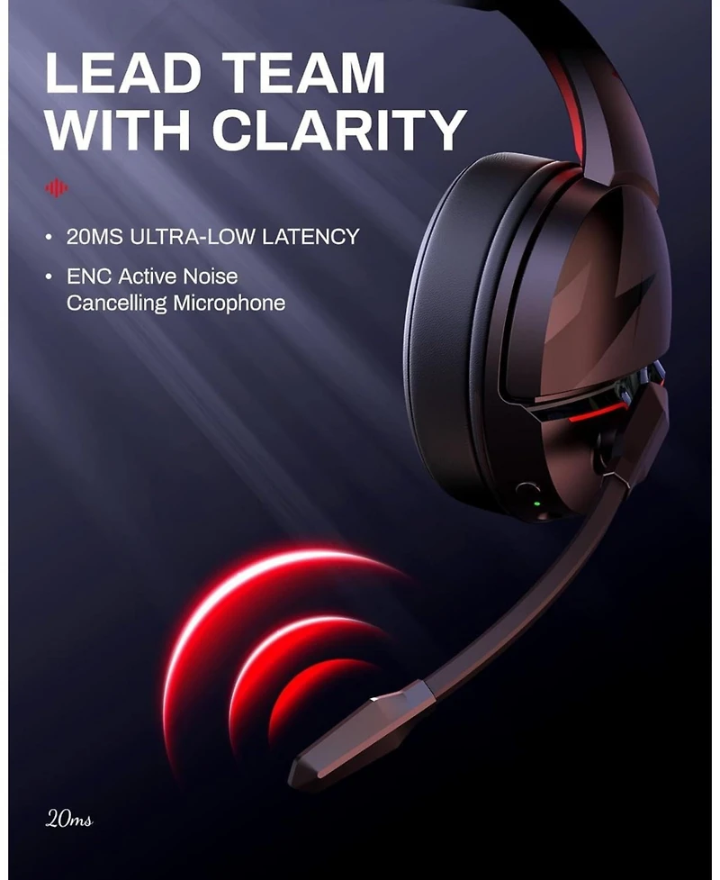 Acer 2.4GHz Flex Wireless Gaming Headset | Red + Orange | 100H Battery, 50mm Drivers, Noise-Canceling Mic | Bluetooth 5.3, 3.5mm | PS4, Pc, Music, Mee