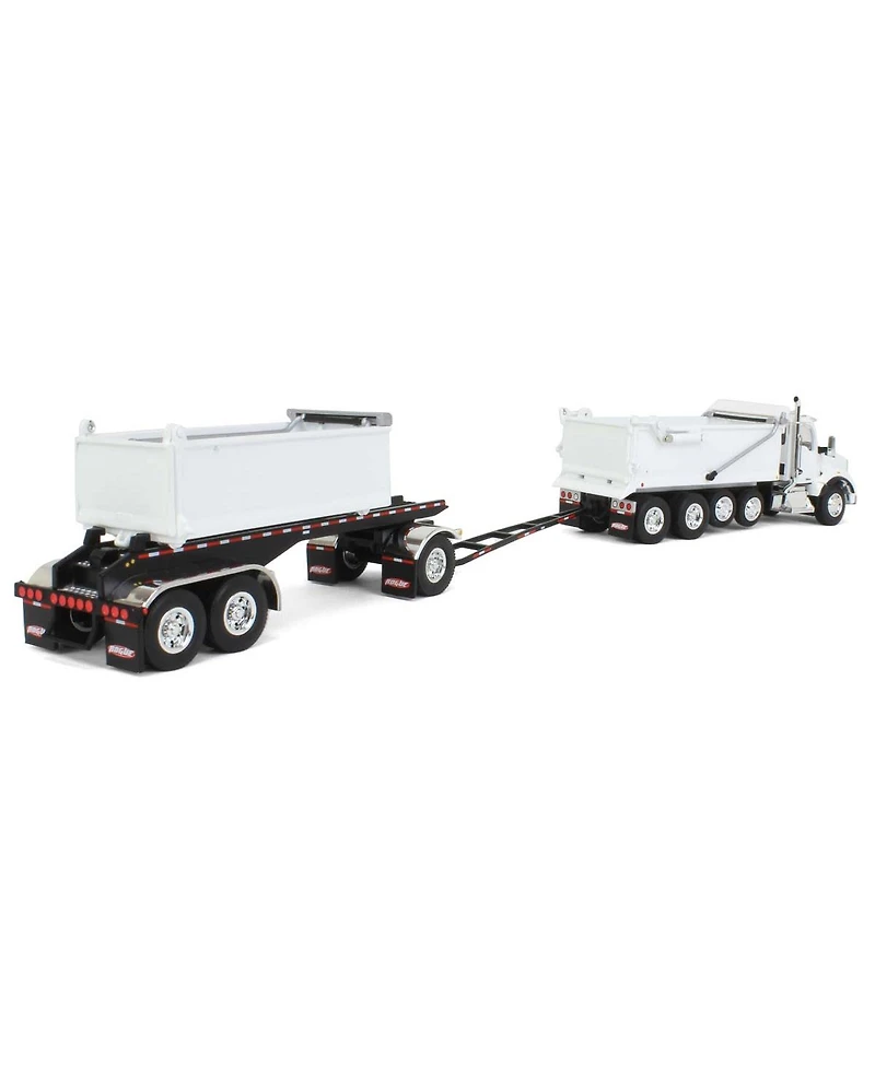 First Gear Dcp 1/64 White Kenworth T880 Rogue Dump w/ Rogue Transfer Dump Trailer