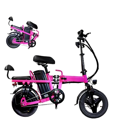 Ltmate Global Inc. Foldable Electric Bicycle, 500W Peak Motor 45 Miles 80KM Max Range, Upgraded E-bike with Front Basket, Phone Holder and Digital Dis