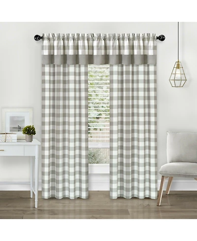 Kate Aurora Modern Country Farmhouse 3 Piece Buffalo Check Plaid Window Curtains & Valance Set