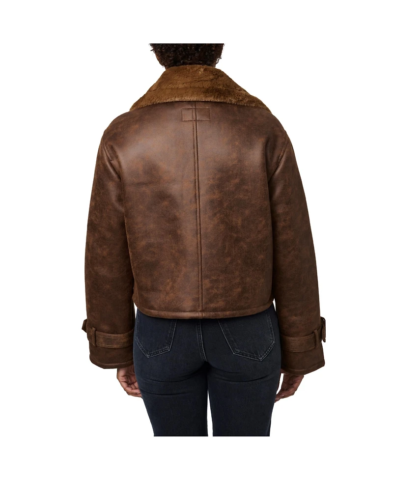 Bernardo Women's Faux Shearling Cropped Jacket