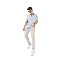 Campus Sutra Men's Light Blue Textured Regular Fit Casual Shirt