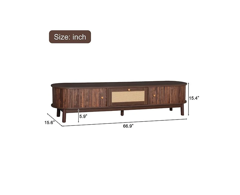 Casainc Modern Storage Cabinet Farmhouse Tv Stand with Rattan Drawer