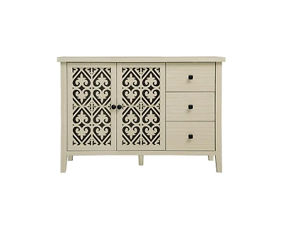 Casainc Hollowed-out Storage Cabinet with 2 Door 3 Drawers