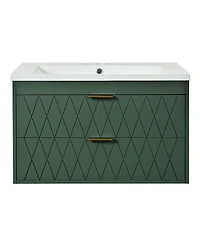 Casainc 30" Floating Bathroom Vanity with Resin Sink and 2 Drawers, Solid Wood Storage Cabinet