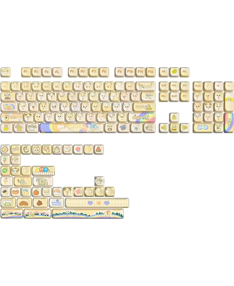 Yunzii Dye-Sub Pbt Keycap Set, Mao Profile, 143 Full Keys Cute Cat Custom Keycaps with Key Puller for Cherry Gateron Mx Switches Mechanical Gaming Key