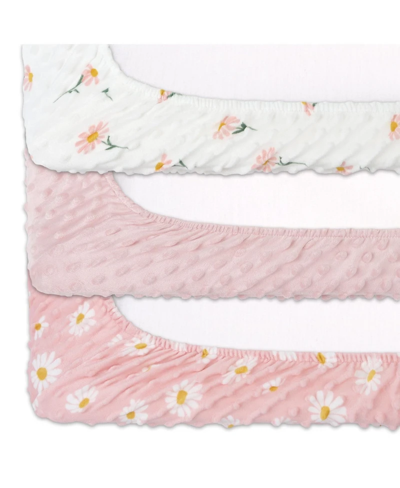 The Peanutshell Changing Pad Cover for Baby Girls, Daisy Plush Minky
