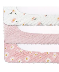 The Peanutshell Changing Pad Cover for Baby Girls, Daisy Plush Minky