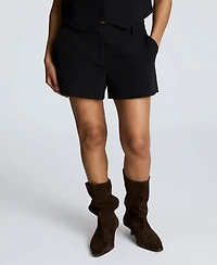 Kenneth Cole Women's Luxe Twill Fly Front Shorts