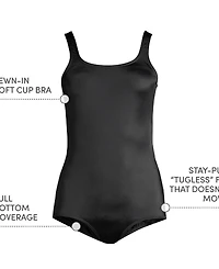 Lands' End Plus Long Chlorine Resistant Soft Cup Tugless Sporty One Piece Swimsuit