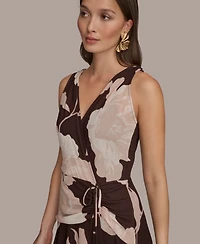 Donna Karan New York Women's Faux-Wrap Sleeveless Dress