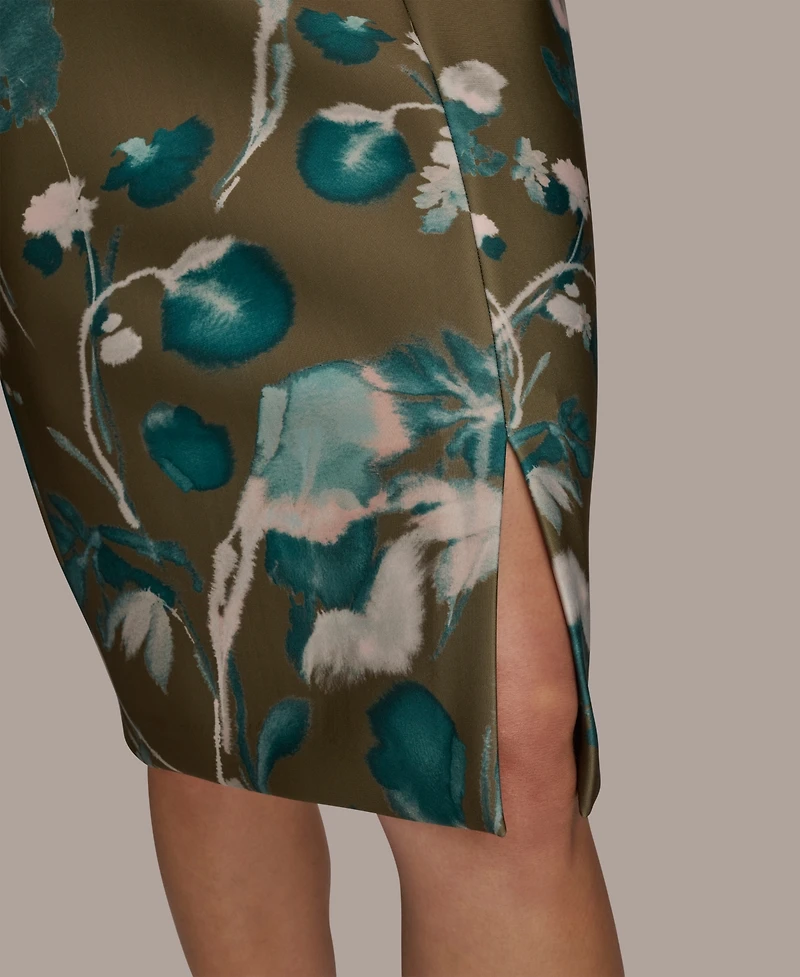 Donna Karan New York Women's Split V-Neck Floral Sheath Dress